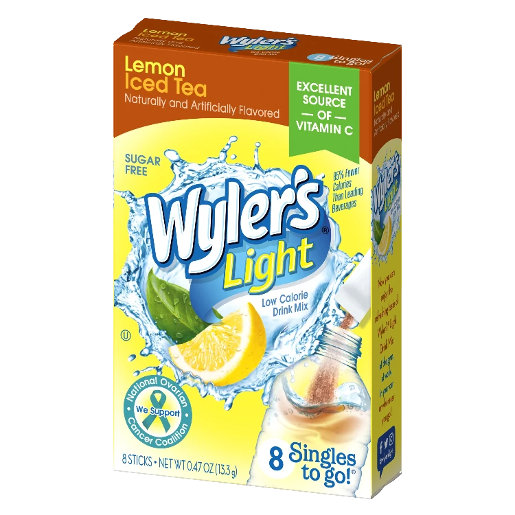 Wyler's Light Drink Mix, Lemon Iced Tea, 8 Pack - 8 sticks, 0.47 oz