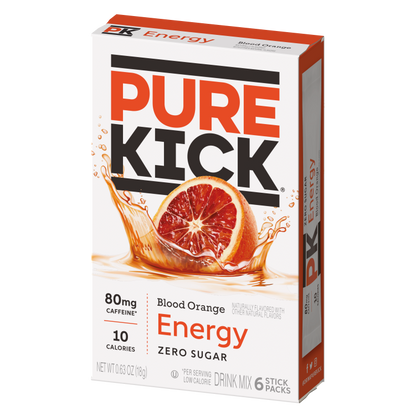 Pure Kick Blood Orange Energy Drink, Blood orange energy drink, blood orange powdered drink mix, Pure Kick Energy & Hydration Singles To Go Pure Kick