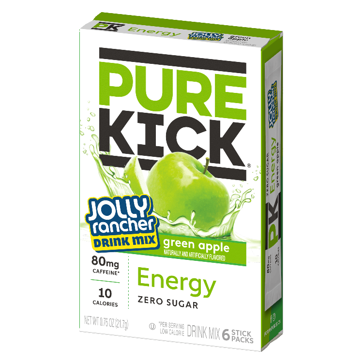 Green Apple Jolly Rancher Drink Mix, Pure Kick Green Apple Energy Drink, Green Apple energy drink, apple energy drink