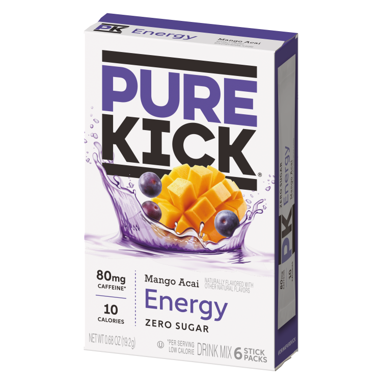 Pure Kick Mango Acai, Mango Acai drink, Mango Acai energy drink, Pure Kick Energy & Hydration Singles To Go Pure Kick