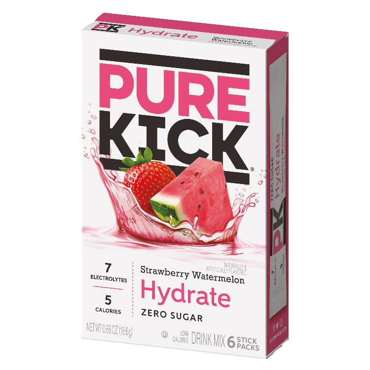 Pure Kick Strawberry Watermelon Singles to Go, sugar free Strawberry Watermelon energy drink, Strawberry Watermelon flavored energy drink, Strawberry Watermelon energy drink mix packets