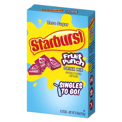 Starburst Fruit Punch, Starburst Fruit Punch Drink Mix, Starburst flavored water mix, starburst fruit punch powdered water