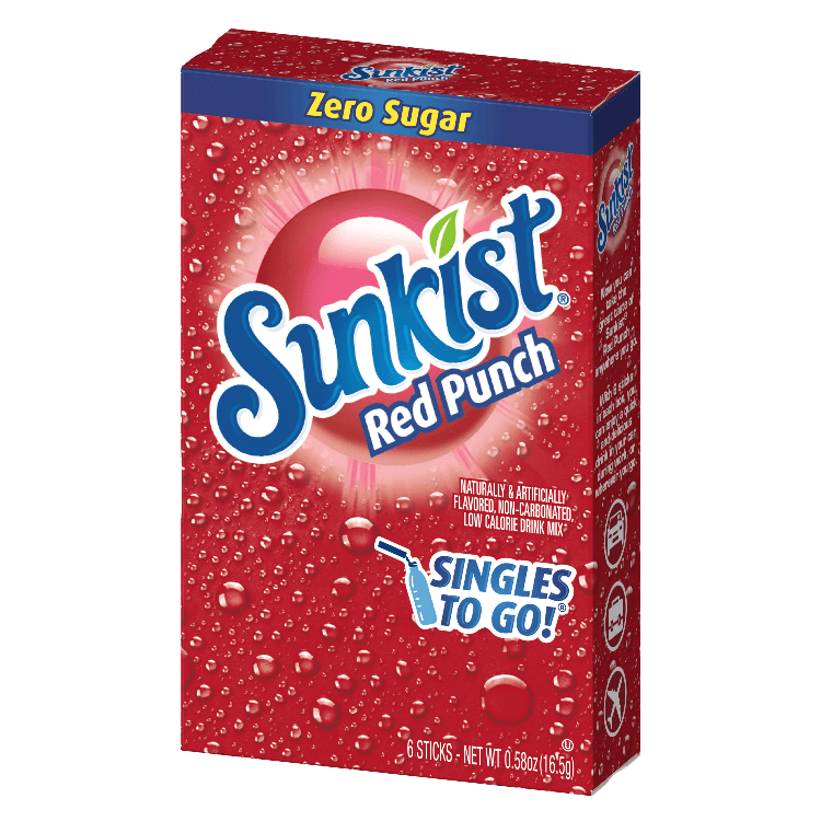 Sunkist red punch, red punch sunkist, red punch singles to go, sunkist red punch singles to go, red punch, red punch drink, red punch powdered drink mix, red punch flavored water, red bunch for water bottle