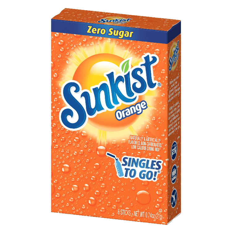 Sunkist orange, orange sunkist, sunkist orange soda, orange sunkist soda, orange soda, orange soda drink mix, orange flavored soda powdered drink mix, orang sunkist singles to go, sunkist orange zero sugar, sugar free sunkist orange, diet sunkist orange, diet orange sunkist soda