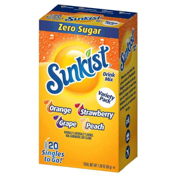 Sunkist Soda Singles To Go Variety Pack 20ct, sunkist variety pack, sunkist singles to go variety pack, stg variety pack, soda stg variety pack, sukist drink mix variety pack, sunkist singles to go flavored water