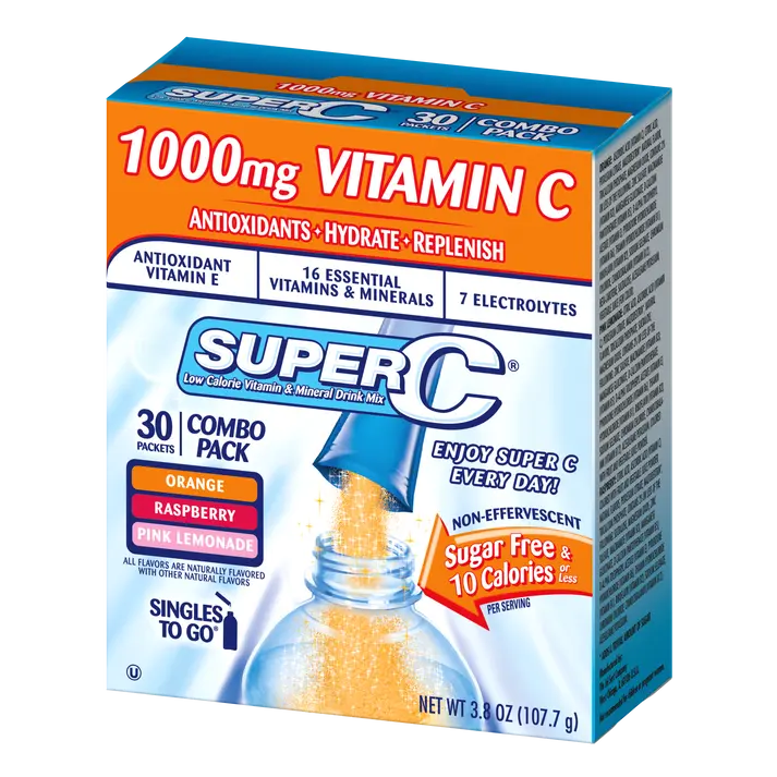 Orange Singles To Go SuperC, Super C drink mix, Super C powdered drink mix, Super C orange drink