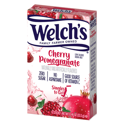 Welch’s Cherry Pomegranate Singles to go Drink Mix, Cherry Pomegranate flavored water, Cherry Pomegranate water flavor packets, Cherry Pomegranate flavor for bottled water
