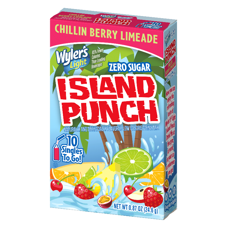 Wyler's Light Island Punch Chillin Berry Limeade Singles to Go Drink Mix, Berry Limeade drink mix, sugar free Berry Limeade, Berry Limeade flavored water