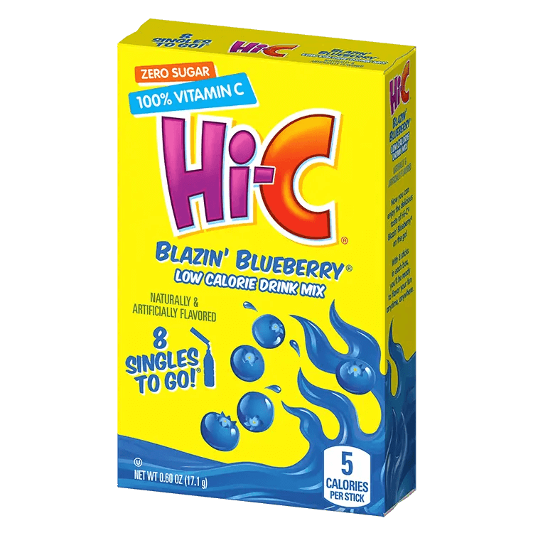 Hi-C Blazin' Blueberry Singles To Go Powder Drink Mix, blueberry drink mix, Blueberry drinks