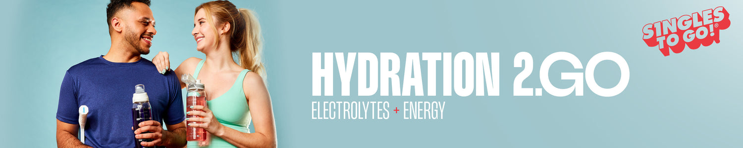 Hydration 2.GO Electrolytes and Energy in Your Drinks, 2 People Drinking After a Workout, Singles 2 Go