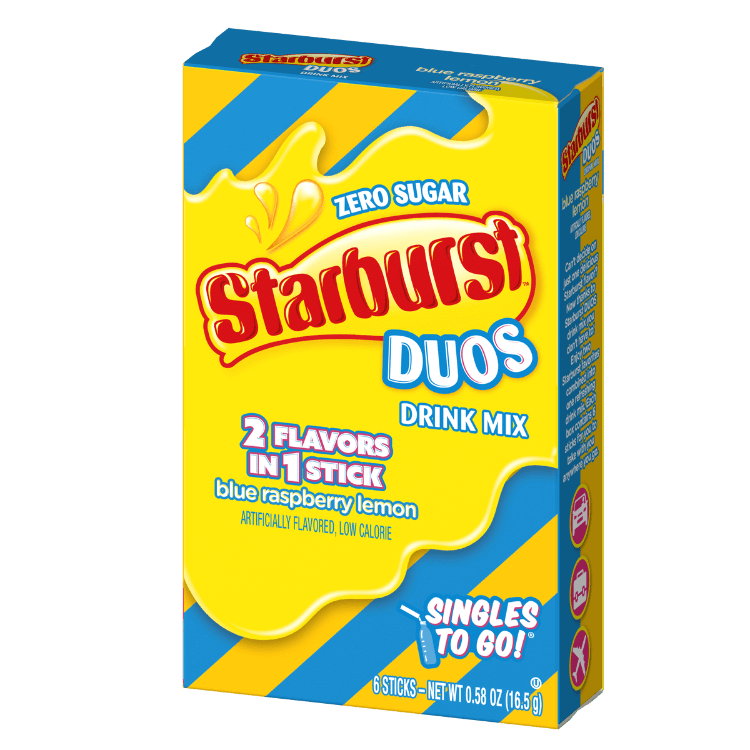 Startburst Duos, Starburst Blue Raspberry Lemon, Blue Raspberry Lemon Drink Mix, Blue Raspberry and Lemon Powdered Drink Mix
