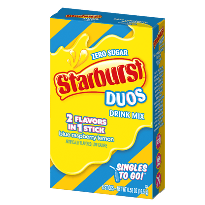 Startburst Duos, Starburst Blue Raspberry Lemon, Blue Raspberry Lemon Drink Mix, Blue Raspberry and Lemon Powdered Drink Mix