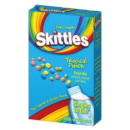 Skittles Tropical Punch, Skittles Tropical Punch Drink Mix, Tropical Punch Skittles Drink, Skittles Tropical Punch flavored water packets