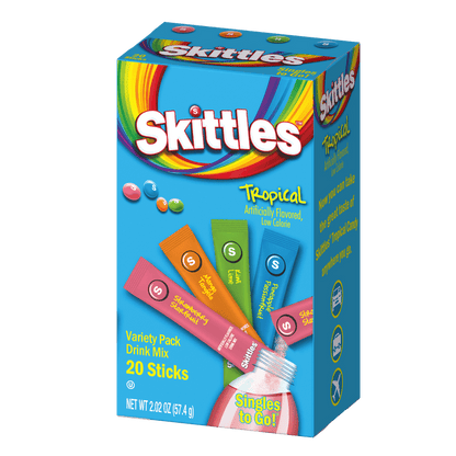 Skittles Tropical Variety Pack 20ct, 20ct Skittles Tropical Variety Pack, Tropical drink mix, tropical powdered drink mix, sugar free tropical drink mix