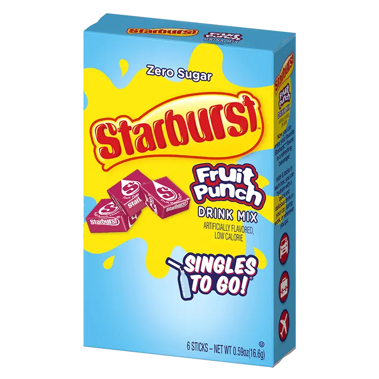 Fruit punch starburst, Fruit Punch starburst drink, Starburst flavored water, Fruit punch water bottle packets, fruit punch drink mix flavor
