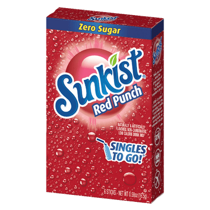 Sunkist red punch, red punch sunkist, red punch singles to go, sunkist red punch singles to go, red punch, red punch drink, red punch powdered drink mix, red punch flavored water, red bunch for water bottle