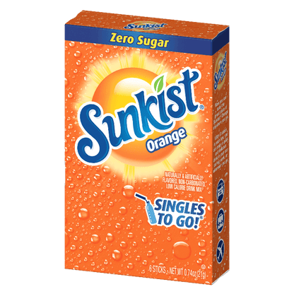 Sunkist orange, orange sunkist, sunkist orange soda, orange sunkist soda, orange soda, orange soda drink mix, orange flavored soda powdered drink mix, orang sunkist singles to go, sunkist orange zero sugar, sugar free sunkist orange, diet sunkist orange, diet orange sunkist soda