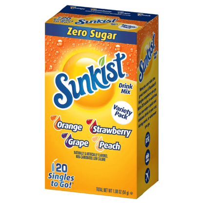 Sunkist Soda Singles To Go Variety Pack 20ct, sunkist variety pack, sunkist singles to go variety pack, stg variety pack, soda stg variety pack, sukist drink mix variety pack, sunkist singles to go flavored water