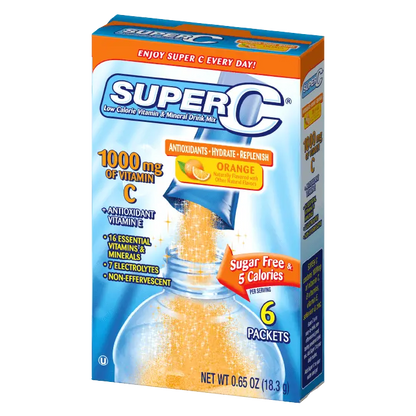 Singles To Go SuperC Orange, Orange SuperC flavored water, Orange flavored water, orange water packets