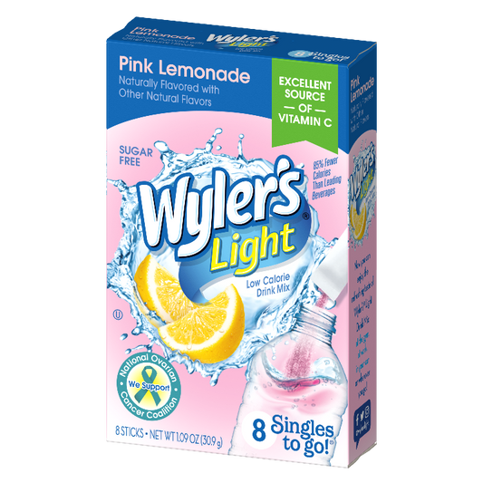Wyler's Light Pink Lemonade Singles to Go Drink Mix, Pink Lemonade drink mix, Pink Lemonade flavored water, sugar free Pink Lemonade