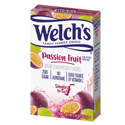 Welch's Passion fruit, Welch’s Passion fruit Singles to Go, Passion fruit stg, stg Passion fruit, passion fruit flavored water, passion fruit water flavor packets