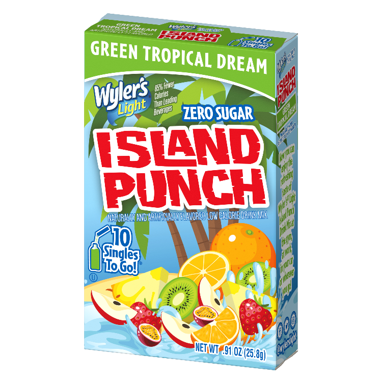 Wyler's Light Island Punch Green Tropical Dream Singles to Go, Green tropical drink mix, sugar free green drink mix, tropical dream stg, stg Tropical dream