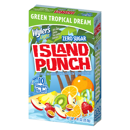 Wyler's Light Island Punch Green Tropical Dream Singles to Go, Green tropical drink mix, sugar free green drink mix, tropical dream stg, stg Tropical dream