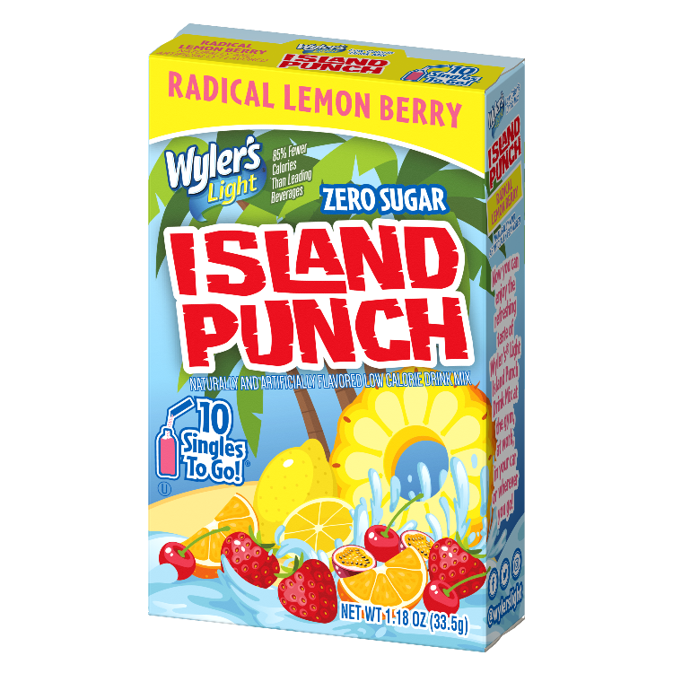 Wyler's Light Island Punch Radical Lemon Berry Singles to Go Drink Mix, Lemon Berry drink mix, Lemon Berry flavored water, sugar free Lemon Berry, lemon berry flavored water packets