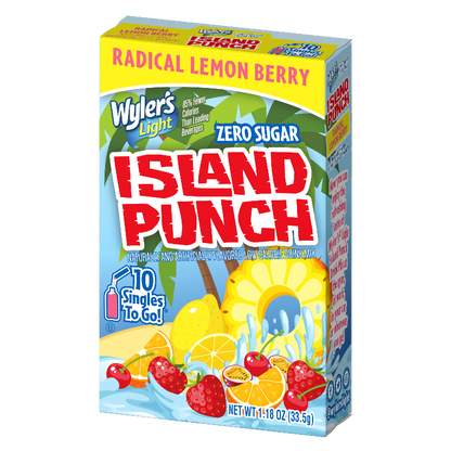 Wyler's Light Island Punch Radical Lemon Berry Singles to Go Drink Mix, Lemon Berry drink mix, Lemon Berry flavored water, sugar free Lemon Berry, lemon berry flavored water packets