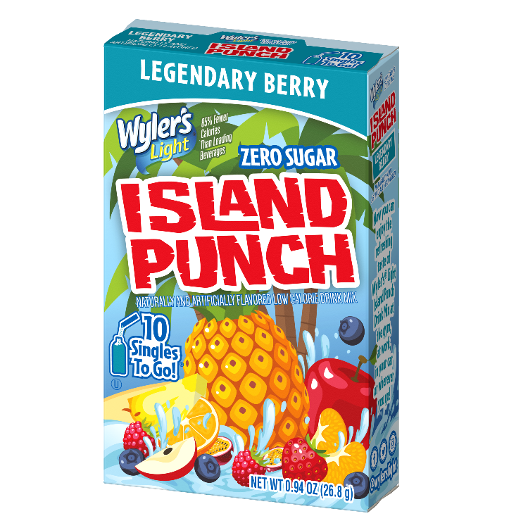 Wyler's Light Island Punch Legendary Berry Singles to Go Drink Mix, Legendary berry, sugar free berry drinks, berry water, berry flavored water packets, berry flavoring for water