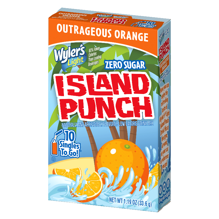 Wyler's Light Island Punch Outrageous Orange Drink Mix, Outrageous Orange, Orange drink mix, sugar free Orange, orange flavored water, orange flavor water packets