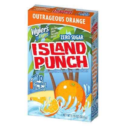 Wyler's Light Island Punch Outrageous Orange Drink Mix, Outrageous Orange, Orange drink mix, sugar free Orange, orange flavored water, orange flavor water packets
