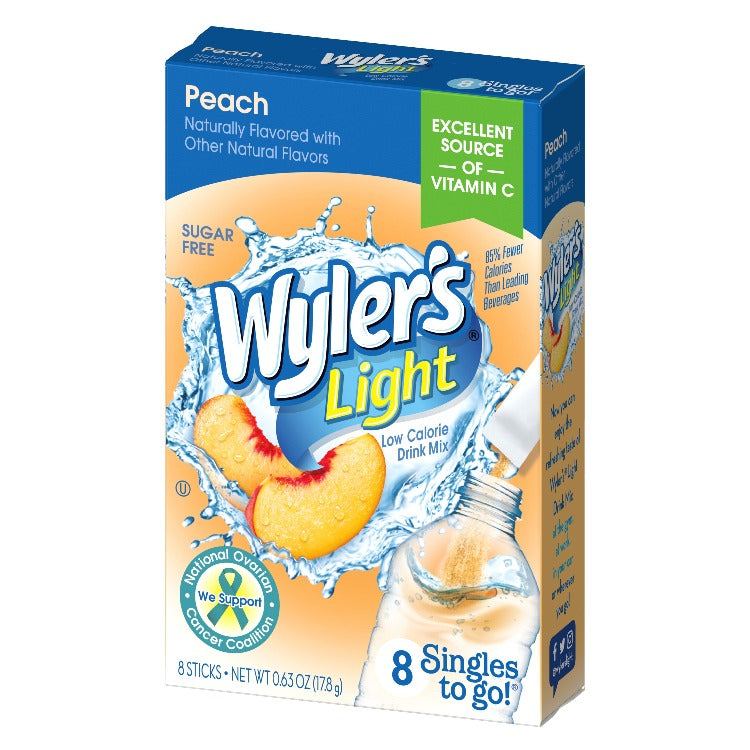 Wyler's Light Peach Singles to Go Drink Mix, Peach STG, STG Peach, Peach flavored water, peach water bottle flavor packets, peach watertok recipe